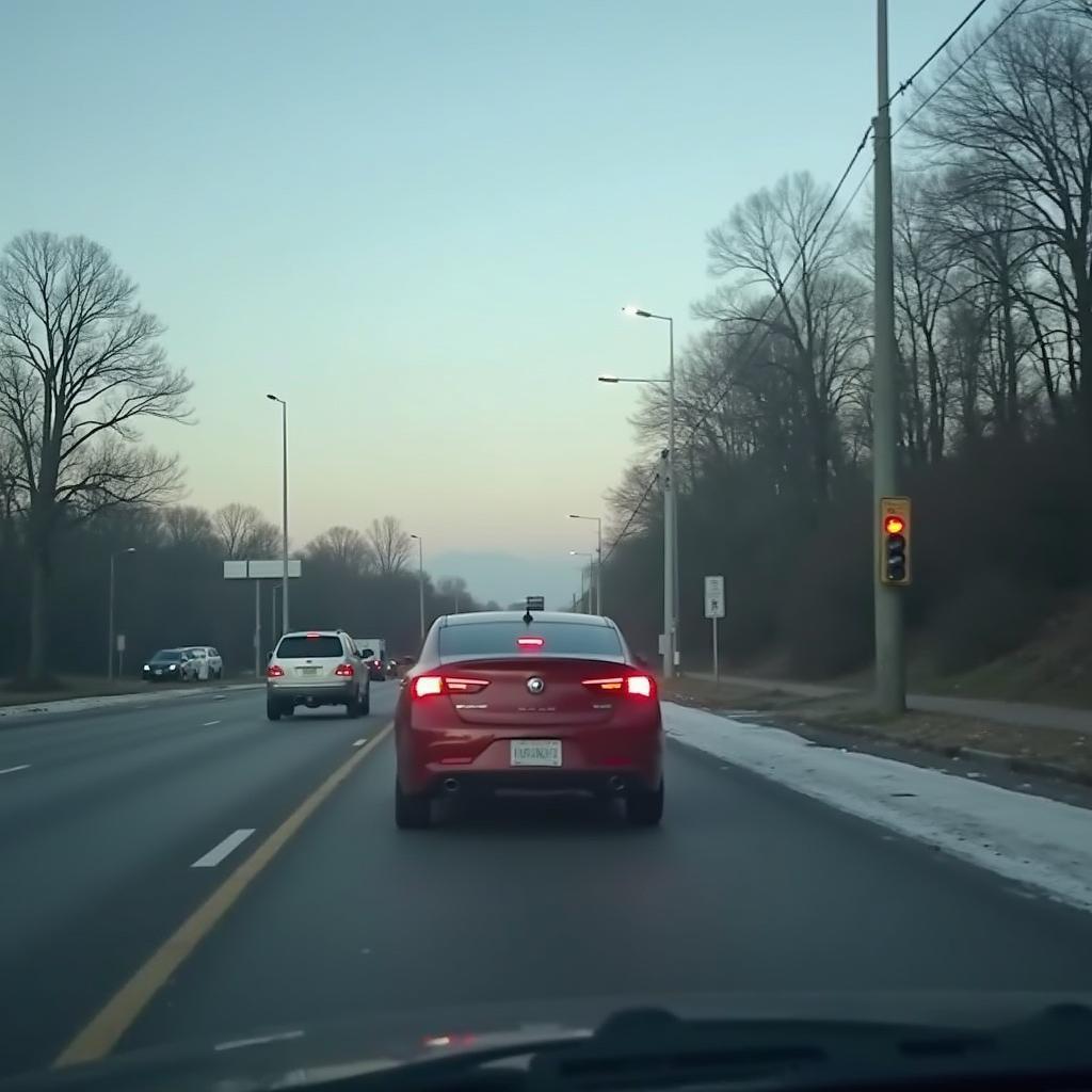 Ein Auto fährt an einem Blitzer vorbei.