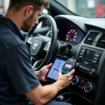 Bluetooth-Diagnosegerät in der Werkstatt