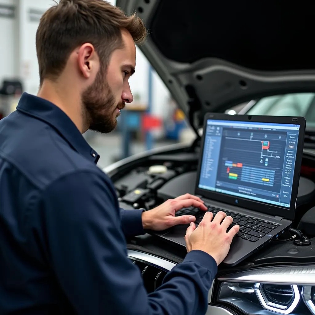 BMW Diagnose Software auf Laptop