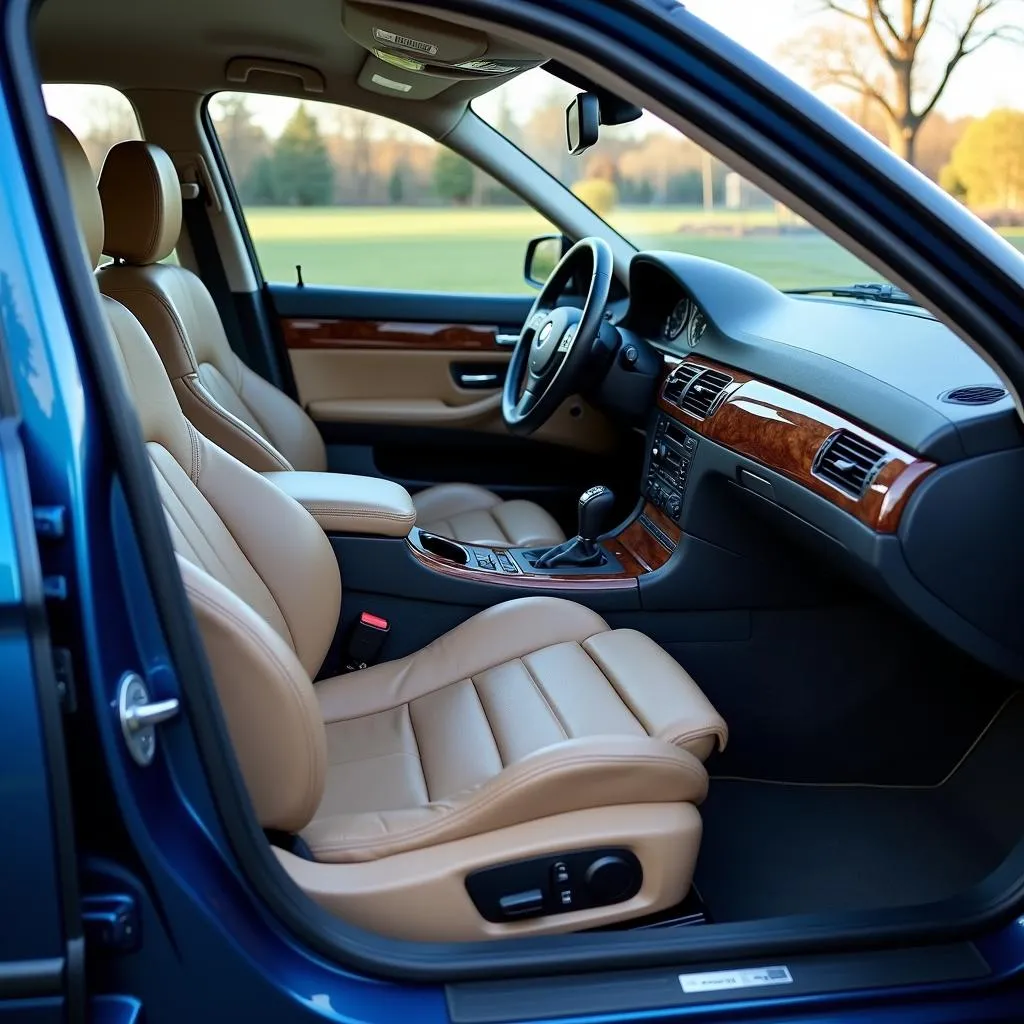 青いBMW E39のインテリア