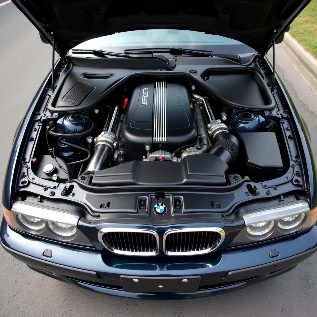 Leistungsstarker Motorraum eines BMW E39