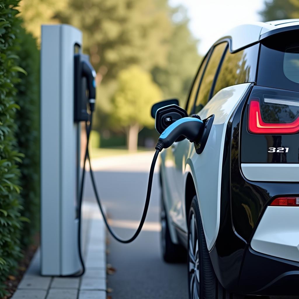 BMW i3 an Ladestation angeschlossen