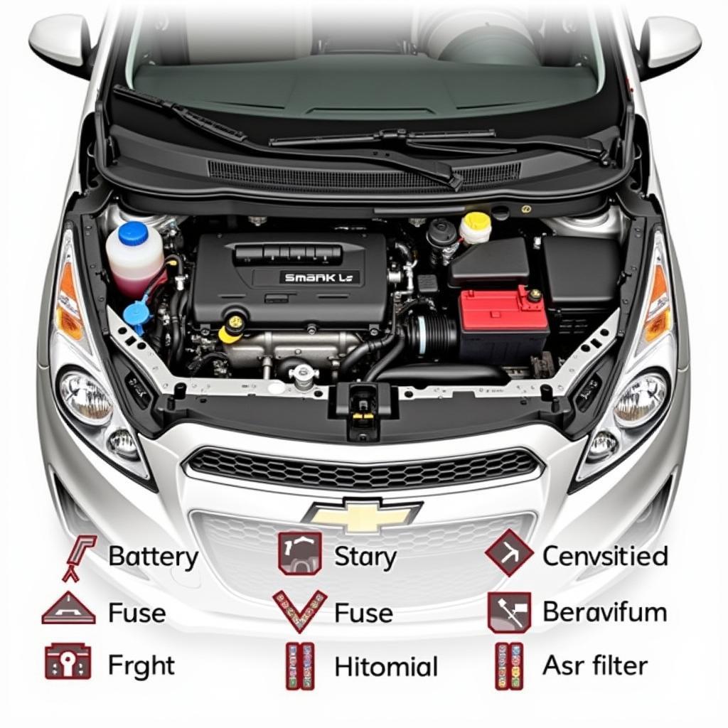 Motorraum des Chevrolet Spark 2013