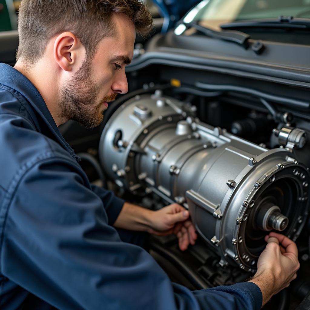 Inspektion des Automatikgetriebes bei einem gebrauchten Citroen