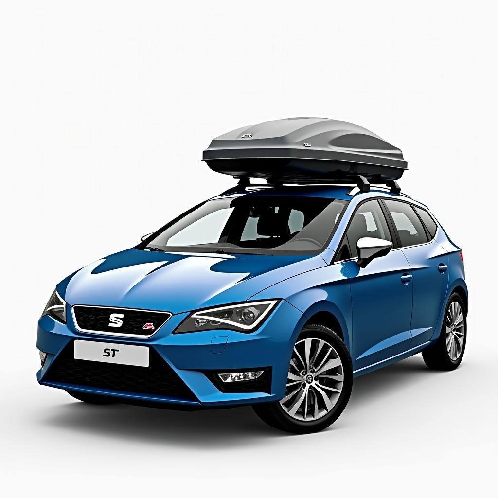 Seat Leon ST mit Dachbox und Dachgepäckträger