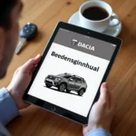 Dacia Bedienungsanleitung PDF auf einem Tablet