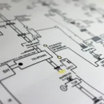 Schaltplan mit hervorgehobener durchgezogener Linie