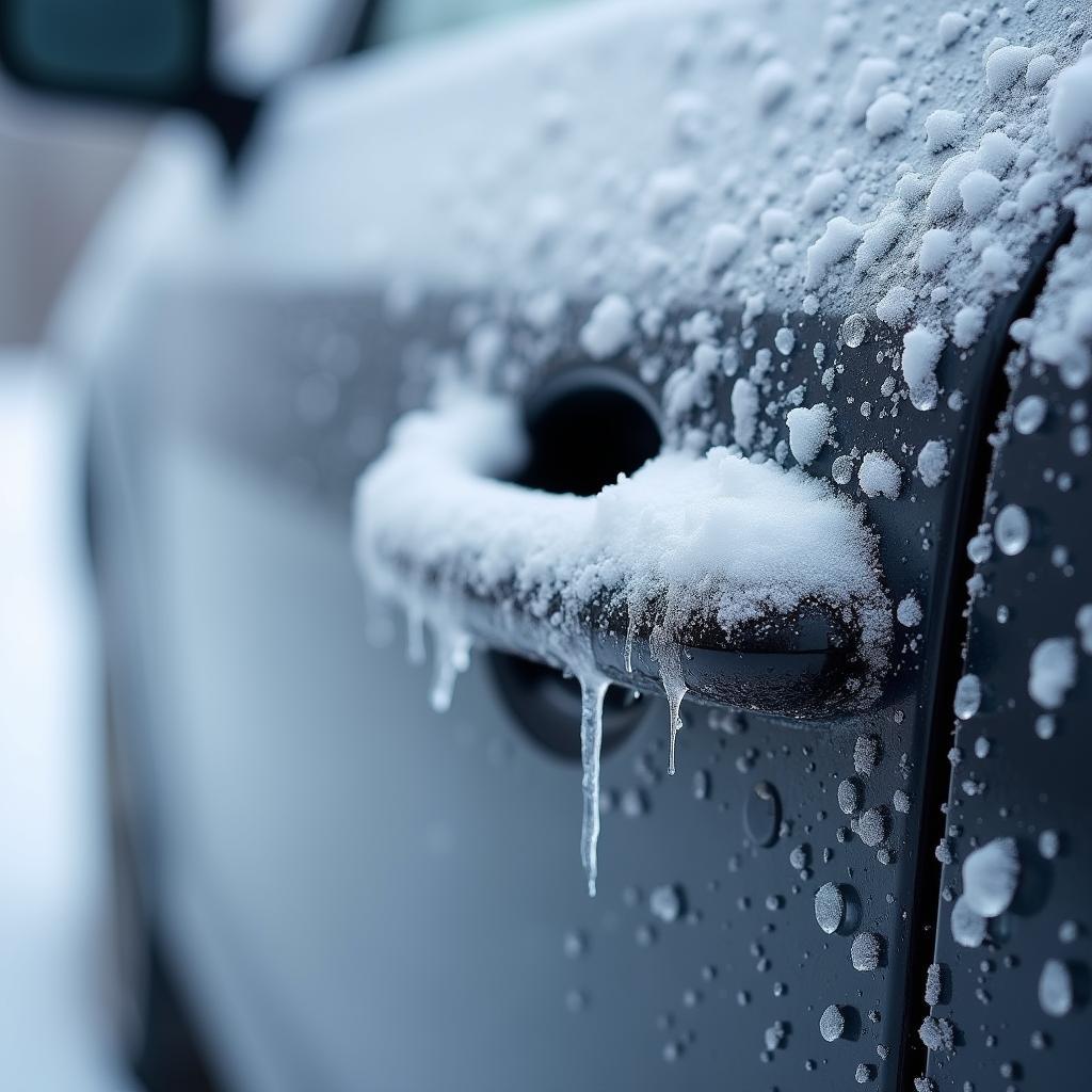 Eingefrorenes Autoschloss im Winter