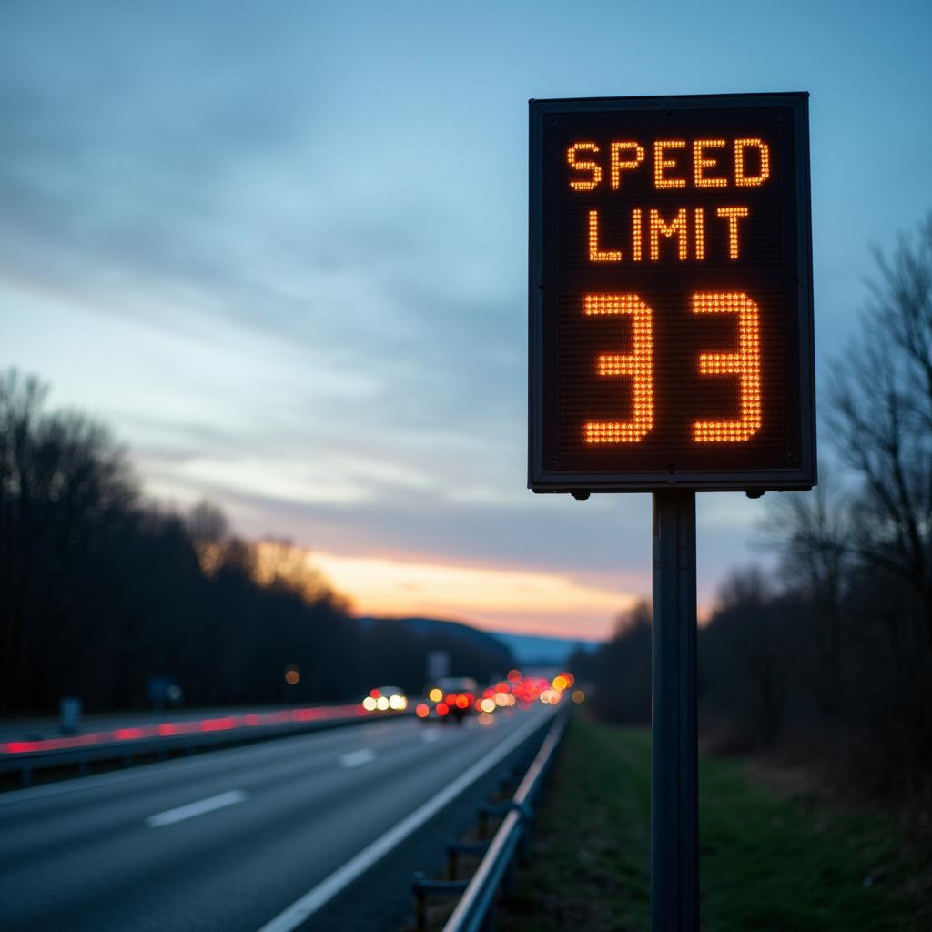 Elektronische Geschwindigkeitsanzeigetafel an der Autobahn