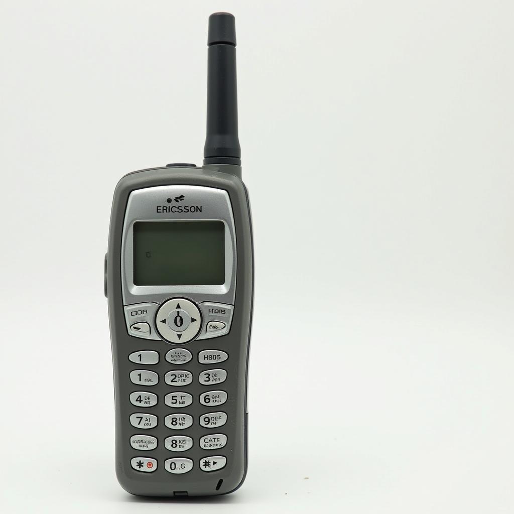 Frühes Ericsson-Handy mit großer Antenne und Display