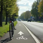 Fahrrad auf Bundesstraße mit Radweg