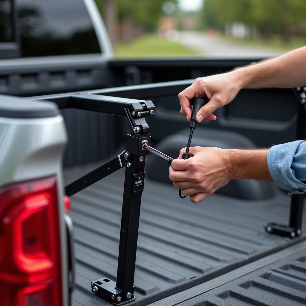 Montage eines Fahrradträgers auf einem Pick-Up