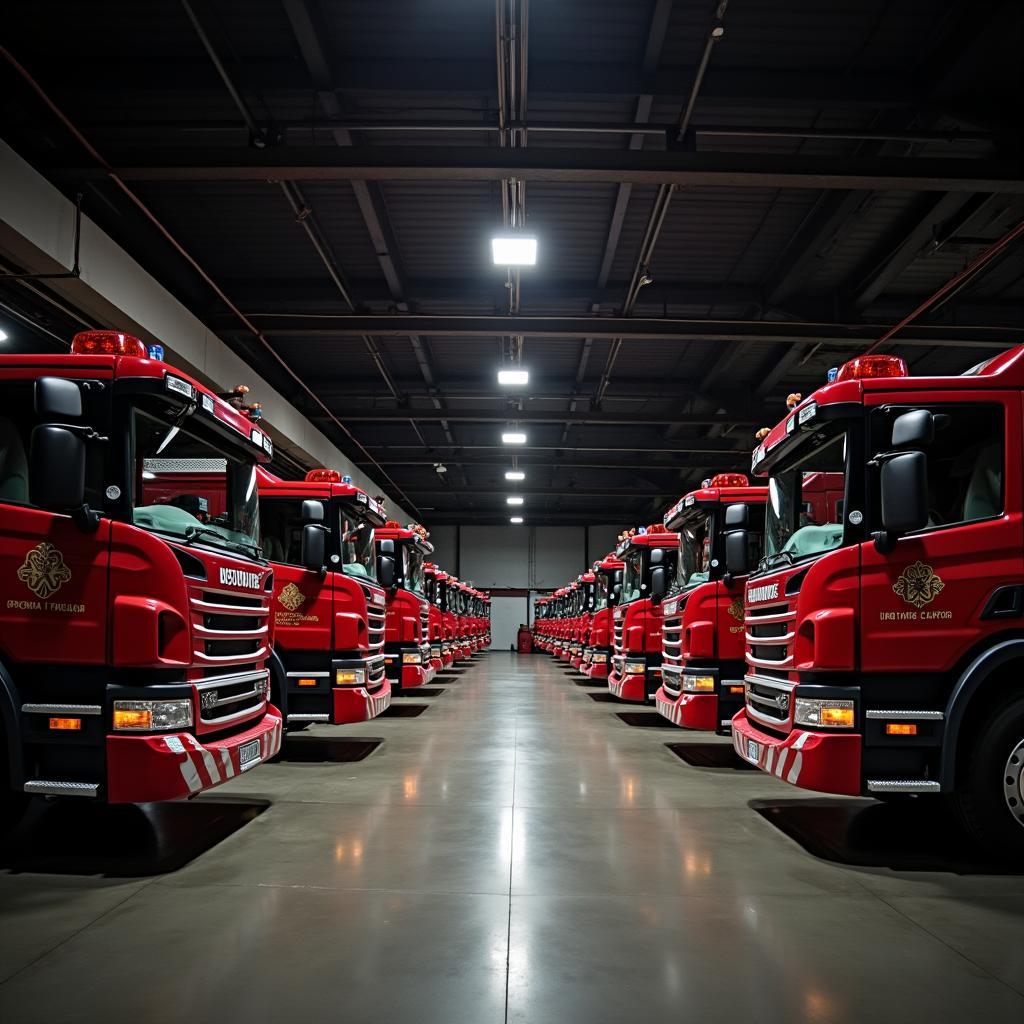 Fahrzeugaufstellung im Feuerwehrhaus