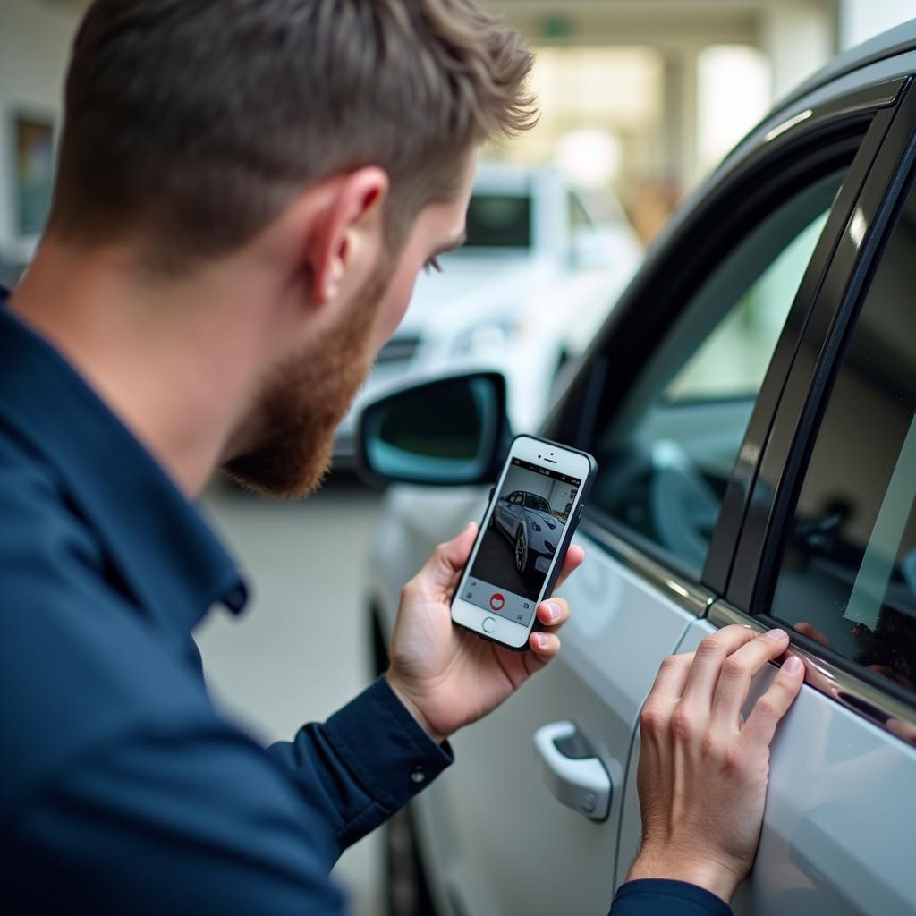 Ein Fahrzeugbewerter bei der Arbeit: Inspektion und Dokumentation