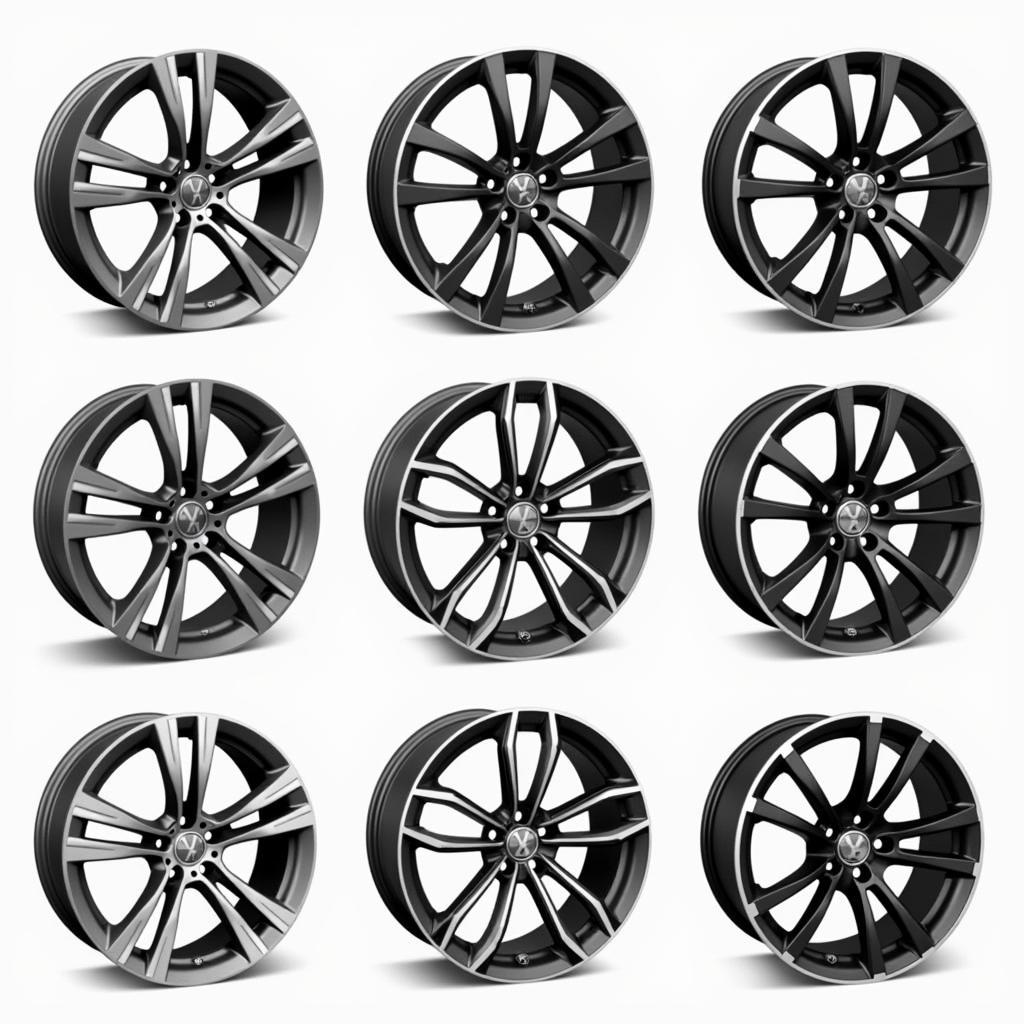 A variety of different wheel designs suitable for the VW Polo 6N