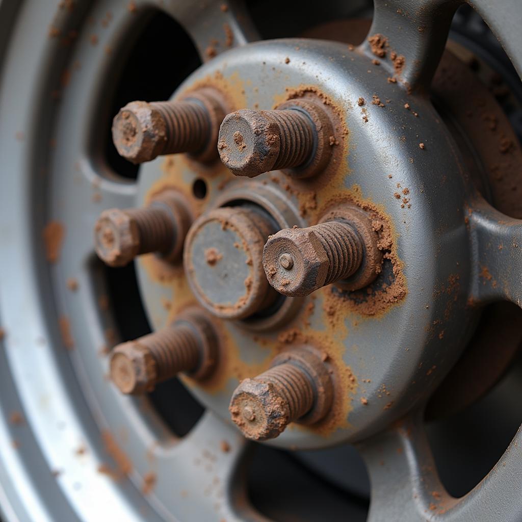 Festgefressene Radbolzen an einem Auto