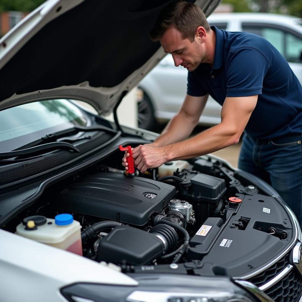 Motor mit offener Motorhaube