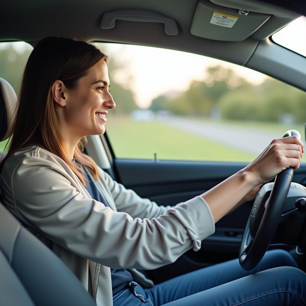 Student driver taking a driving test