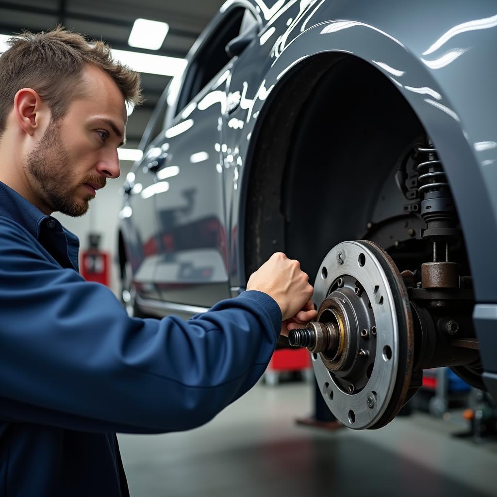 Wechsel eines Führungslenkers in der Werkstatt