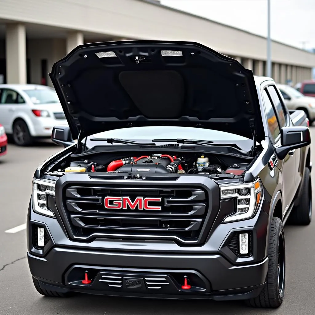 Motorraum eines GMC Sierra