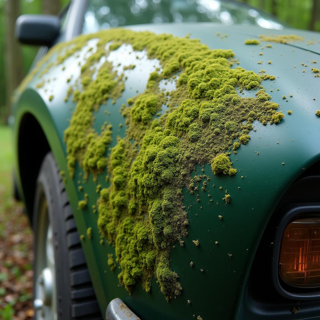 Grünbelag auf Autolack