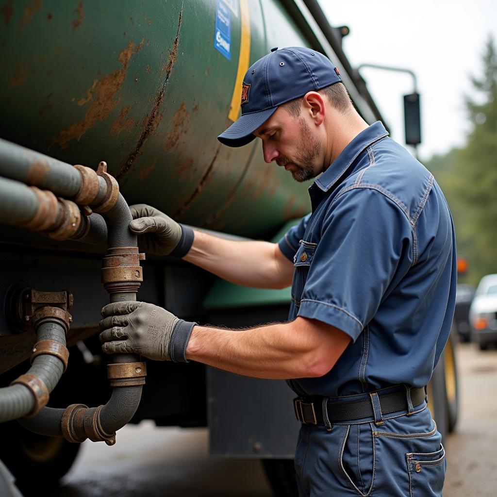 Wartung eines Güllefass Traktors