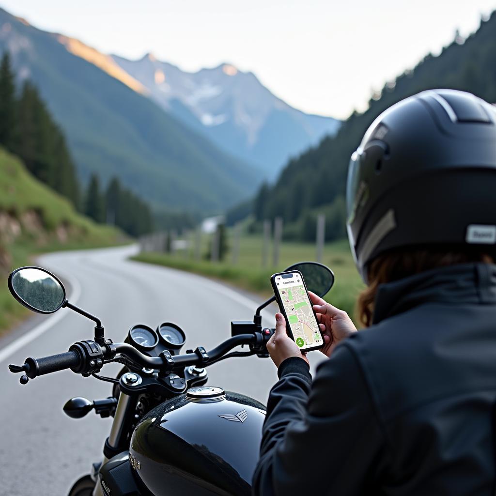 Handy am Motorrad Navigation