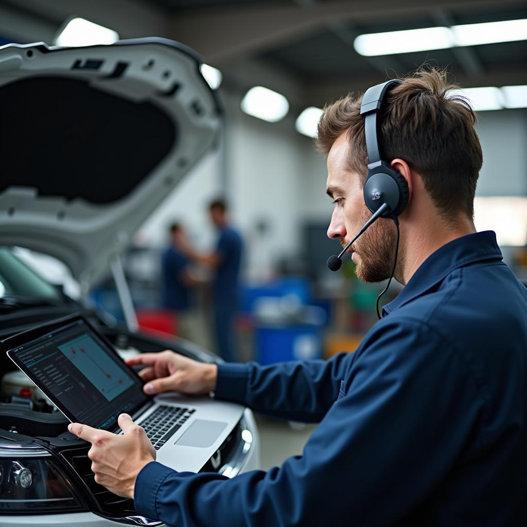 Headset Auto in der Werkstatt