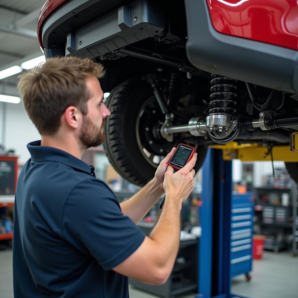 Reparatur am hinteren Fahrzeugteil