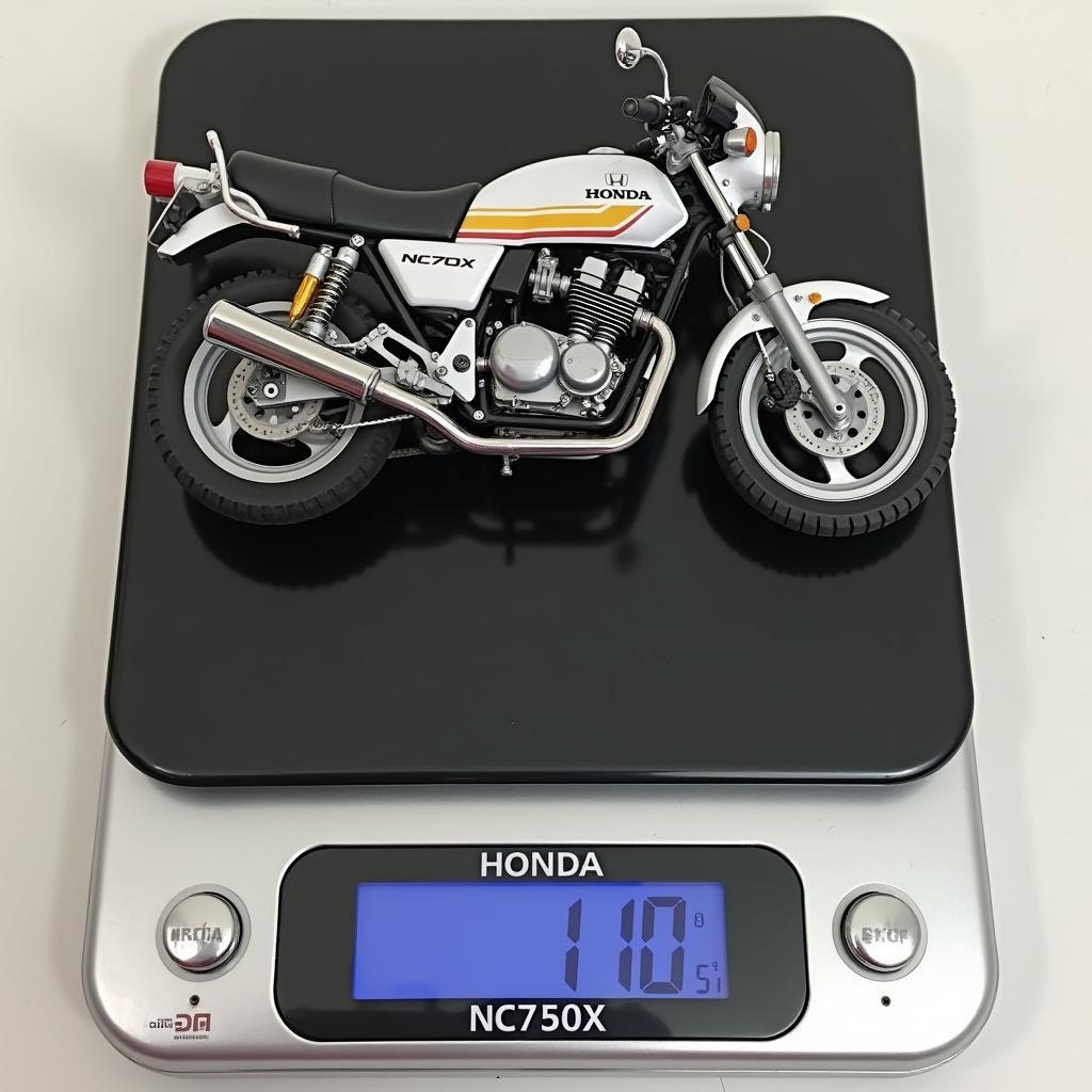 Gewicht der Honda NC750X auf einer Waage