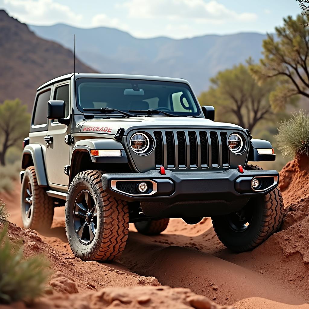 一辆 Jeep 自由侠 在泥泞路段越野行驶