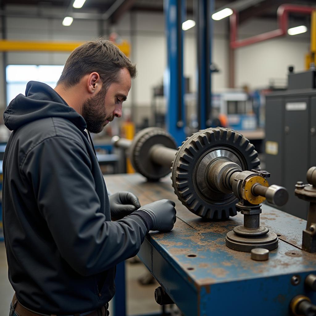 Balancing a driveshaft in a workshop