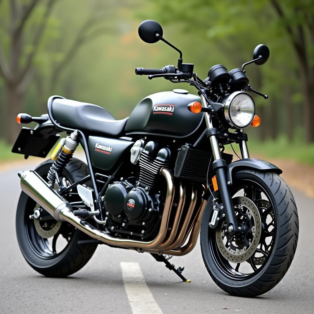 Kawasaki Z750 Reifen auf der Straße