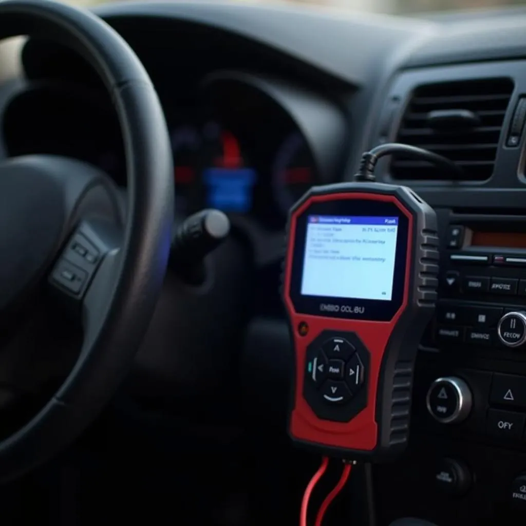 Car Diagnostic Tool Connected to a Vehicle