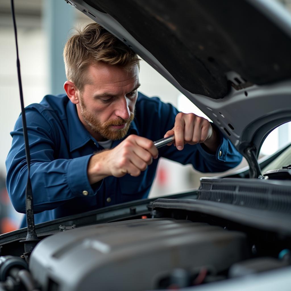 Kfz-Mechaniker bei der Reparatur