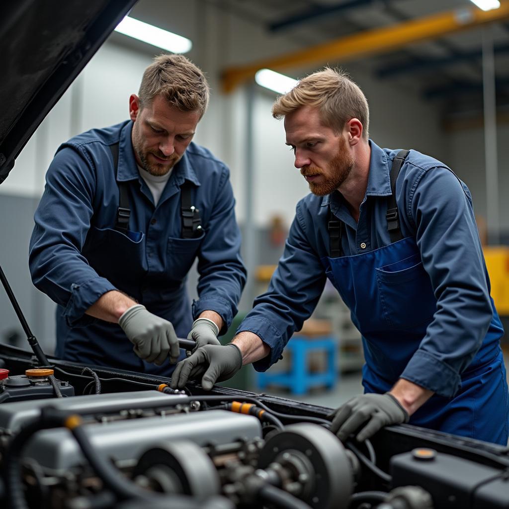 Kfz-Mechaniker bei der Reparatur