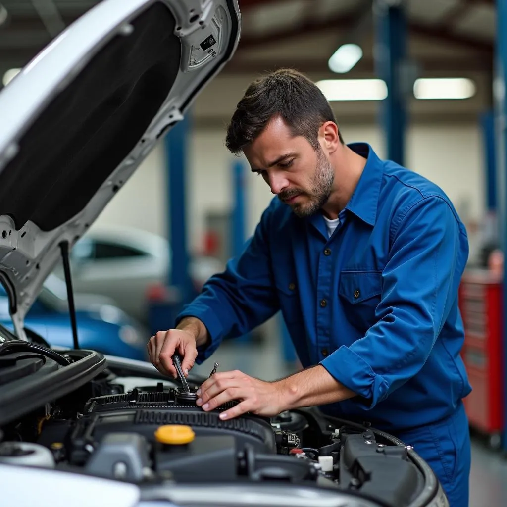 KFZ-Mechaniker bei Reparaturarbeiten in Neuenwalde