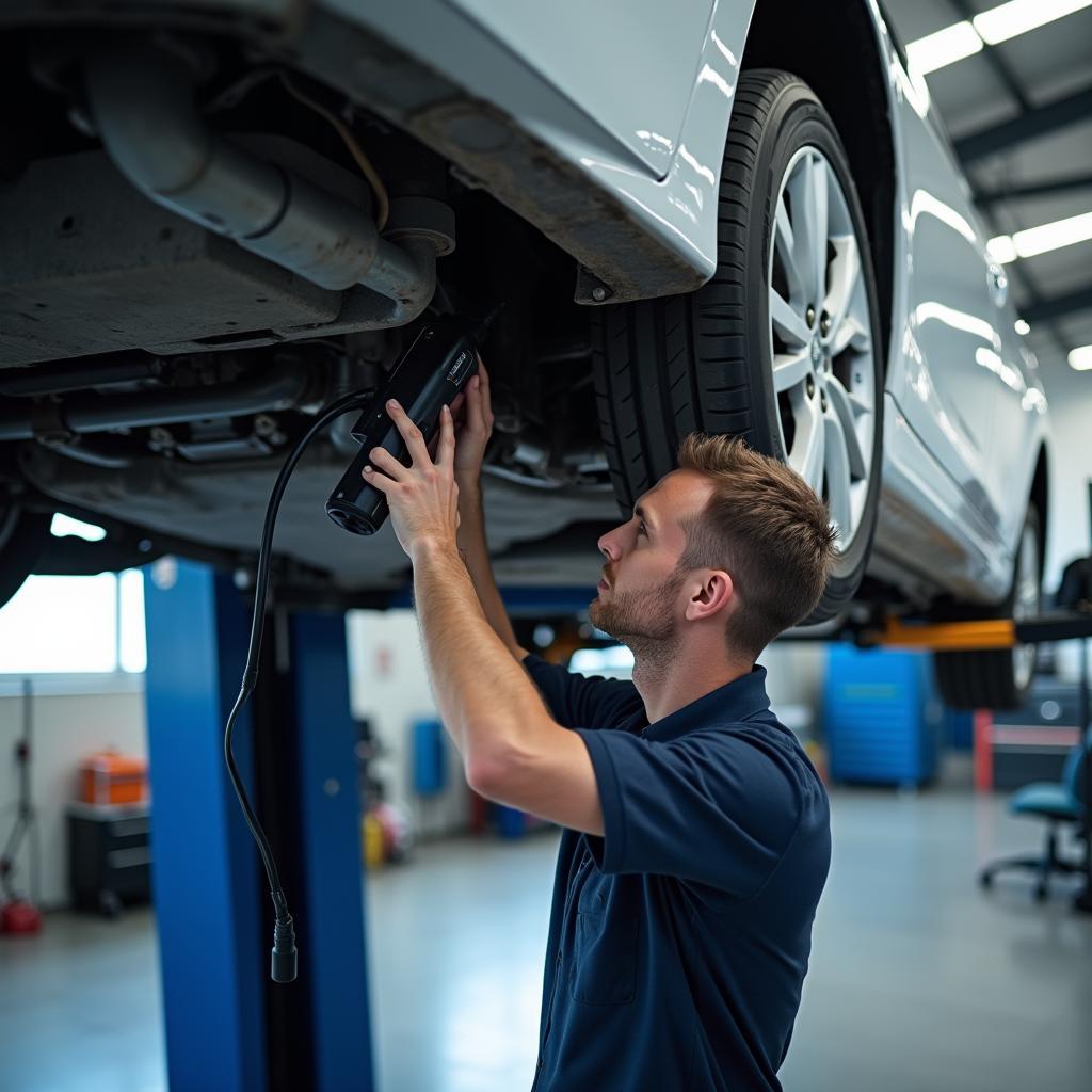 Moderne Kfz-Werkstatt mit Diagnoseoptik