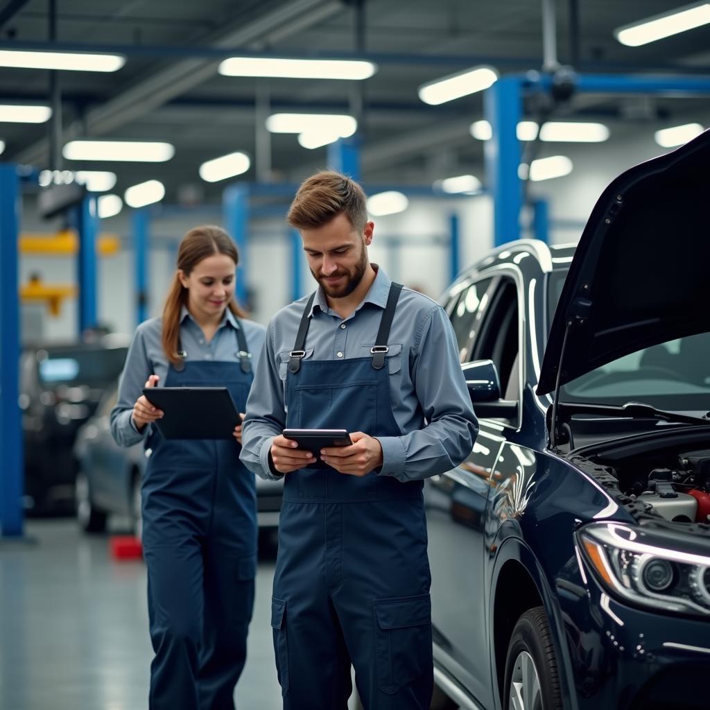 Officina meccanica che utilizza strumenti digitali