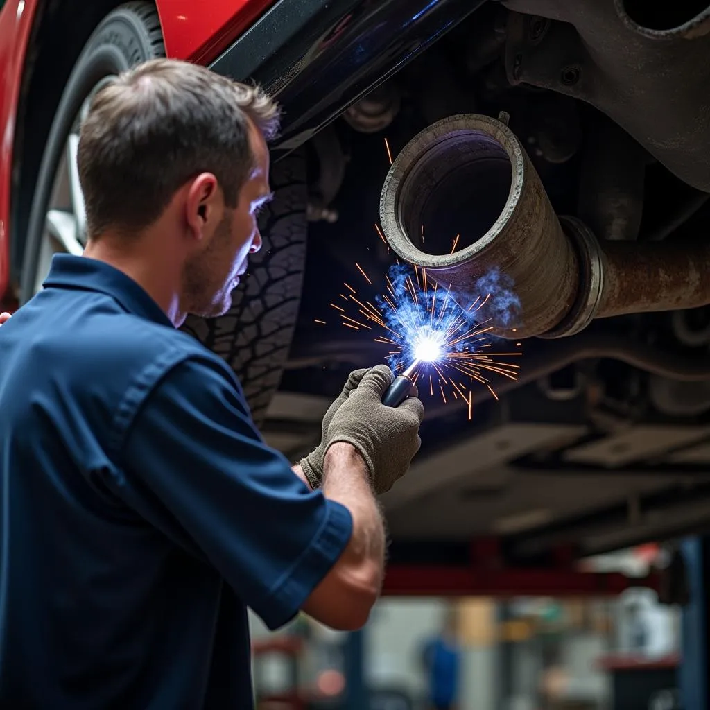 Reparatur eines gerissenen Krümmers