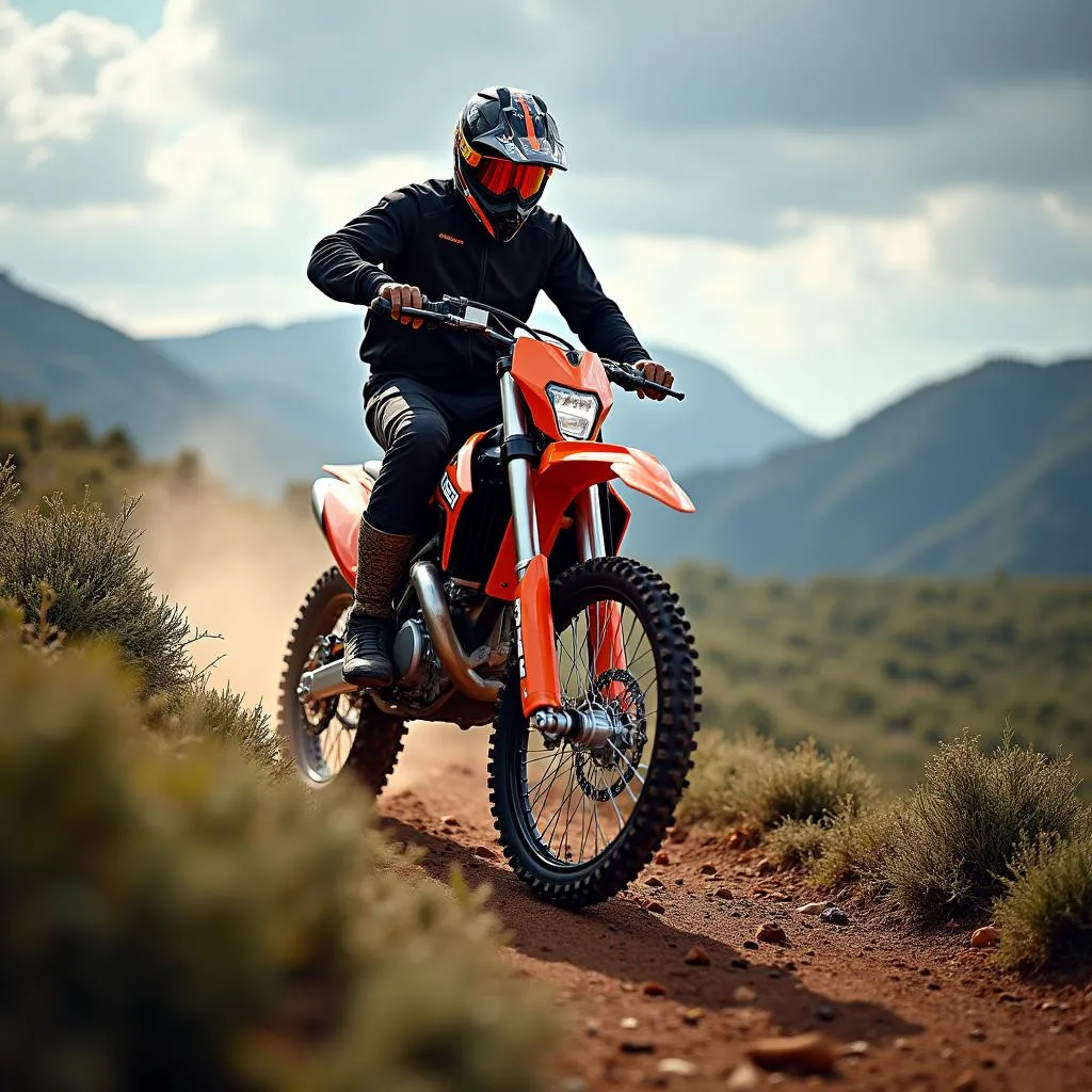 KTM EXC 125 Fahrer im Gelände