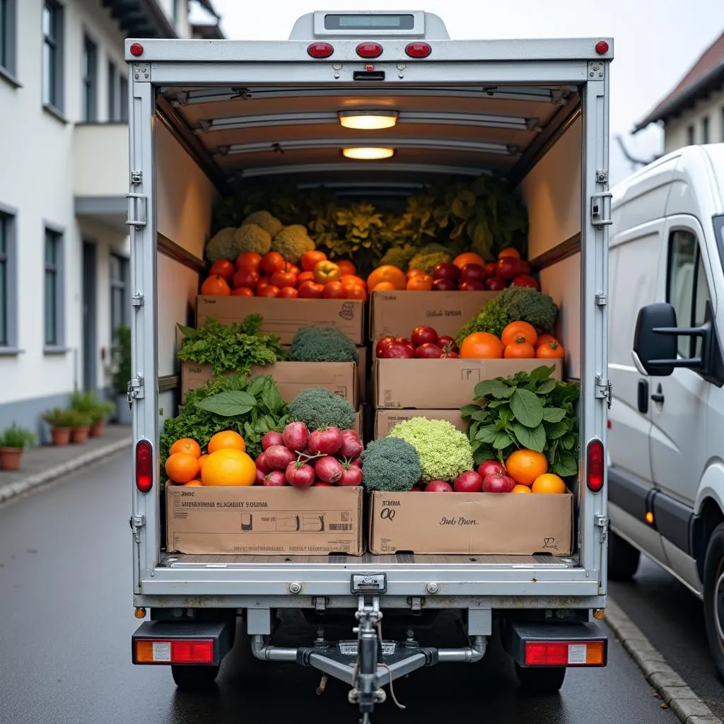 Transport von Lebensmitteln mit einem Kühlanhänger PKW