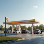 Shell Ladestation an einer Tankstelle