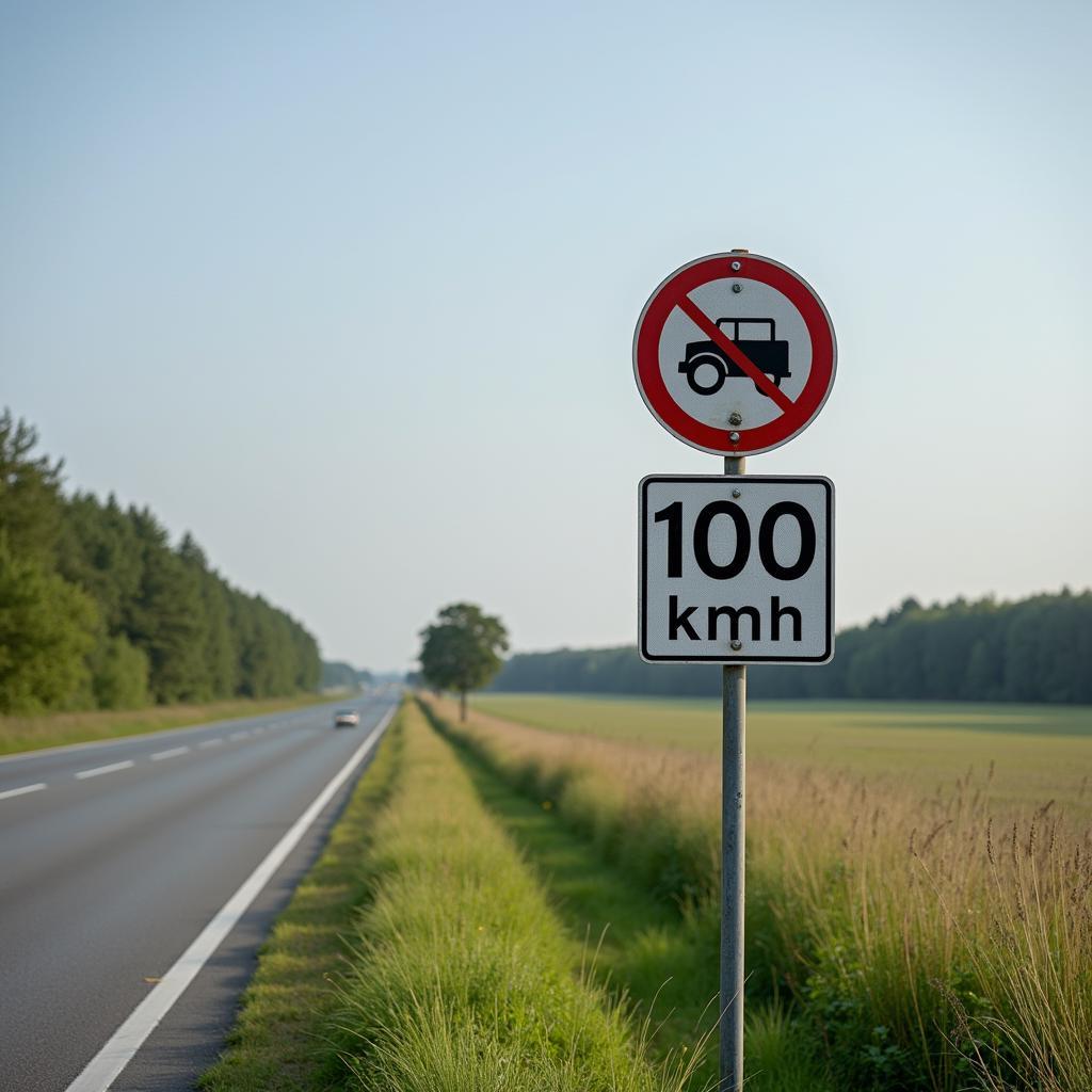 Verkehrsschild Geschwindigkeitsbegrenzung 100 km/h auf Landstraße