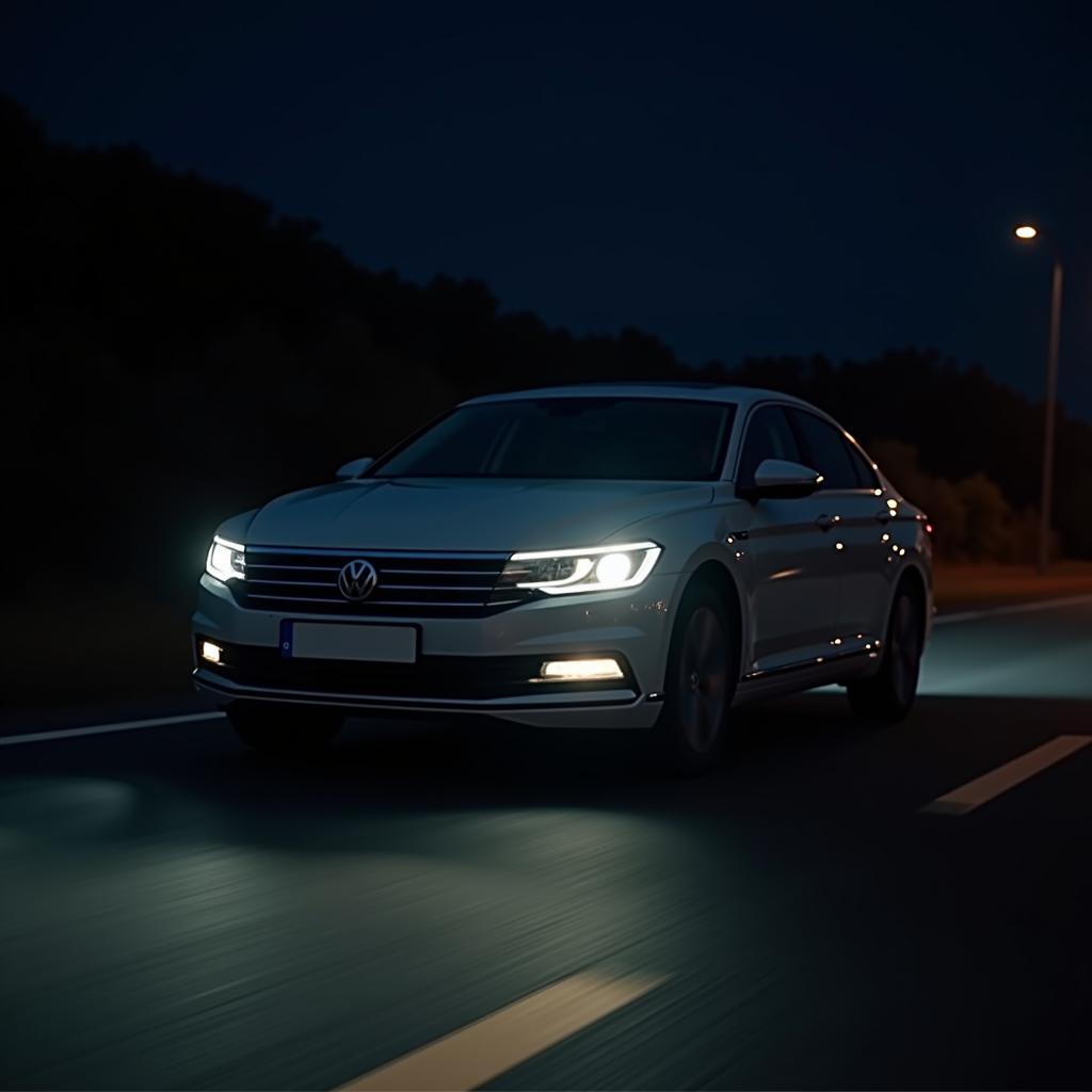 LED Scheinwerfer VW Passat B8 bei Nacht