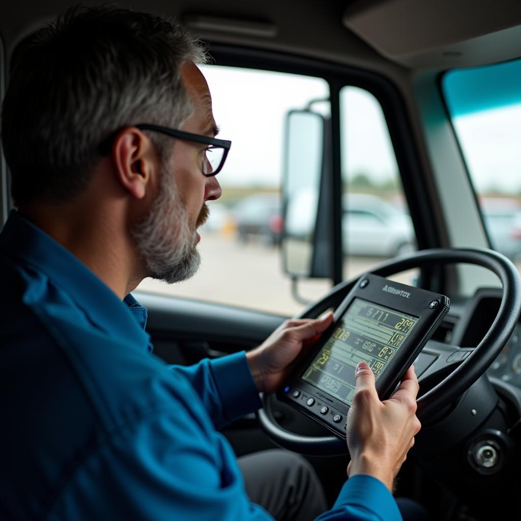 LKW Fahrer mit digitalem Tachograph