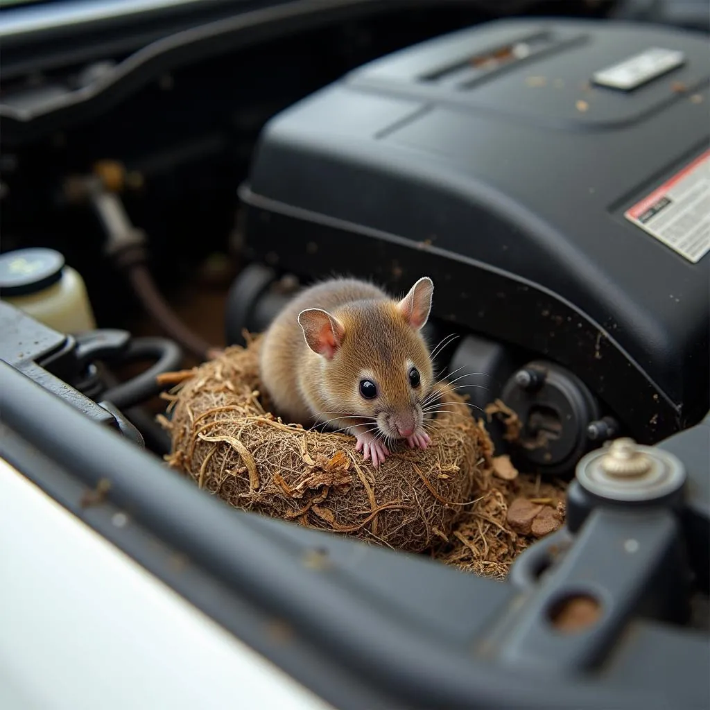 Mausnest im Motorraum