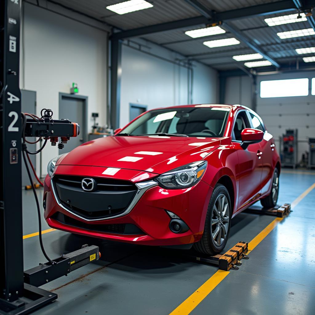 Mazda 2 Fahrwerkstest auf einem Prüfstand