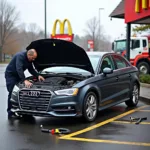 Pannenhilfe beim McDonald's für einen Audi A3