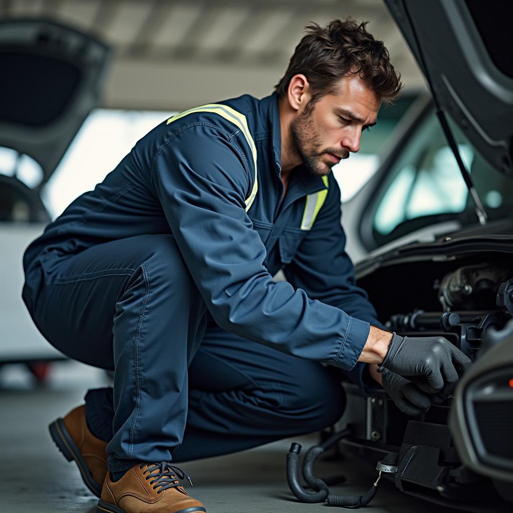 Automechaniker in Arbeitskleidung